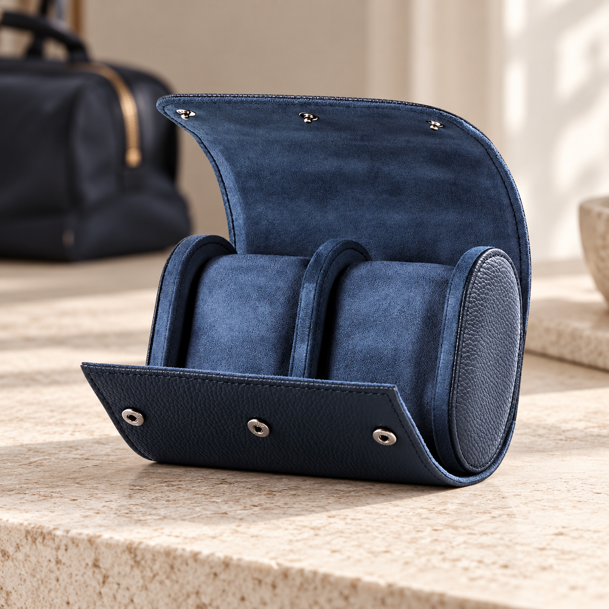 Écrin Nomade Duo — Bleu — mise en scène 21-3