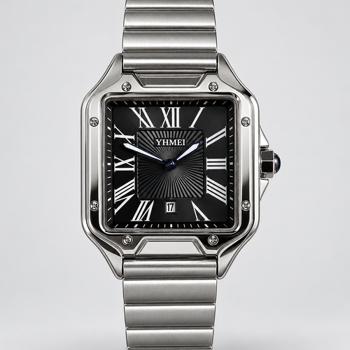 Montre Signature Grand Modèle — Argenté & Noir — vue 1