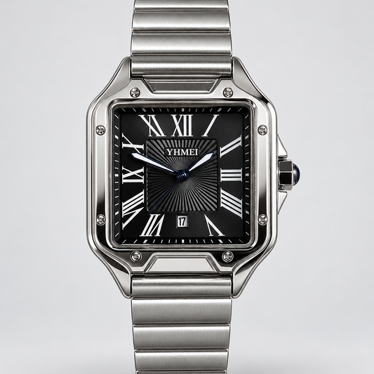 Montre Signature Grand Modèle — Argenté & Noir — vue 1