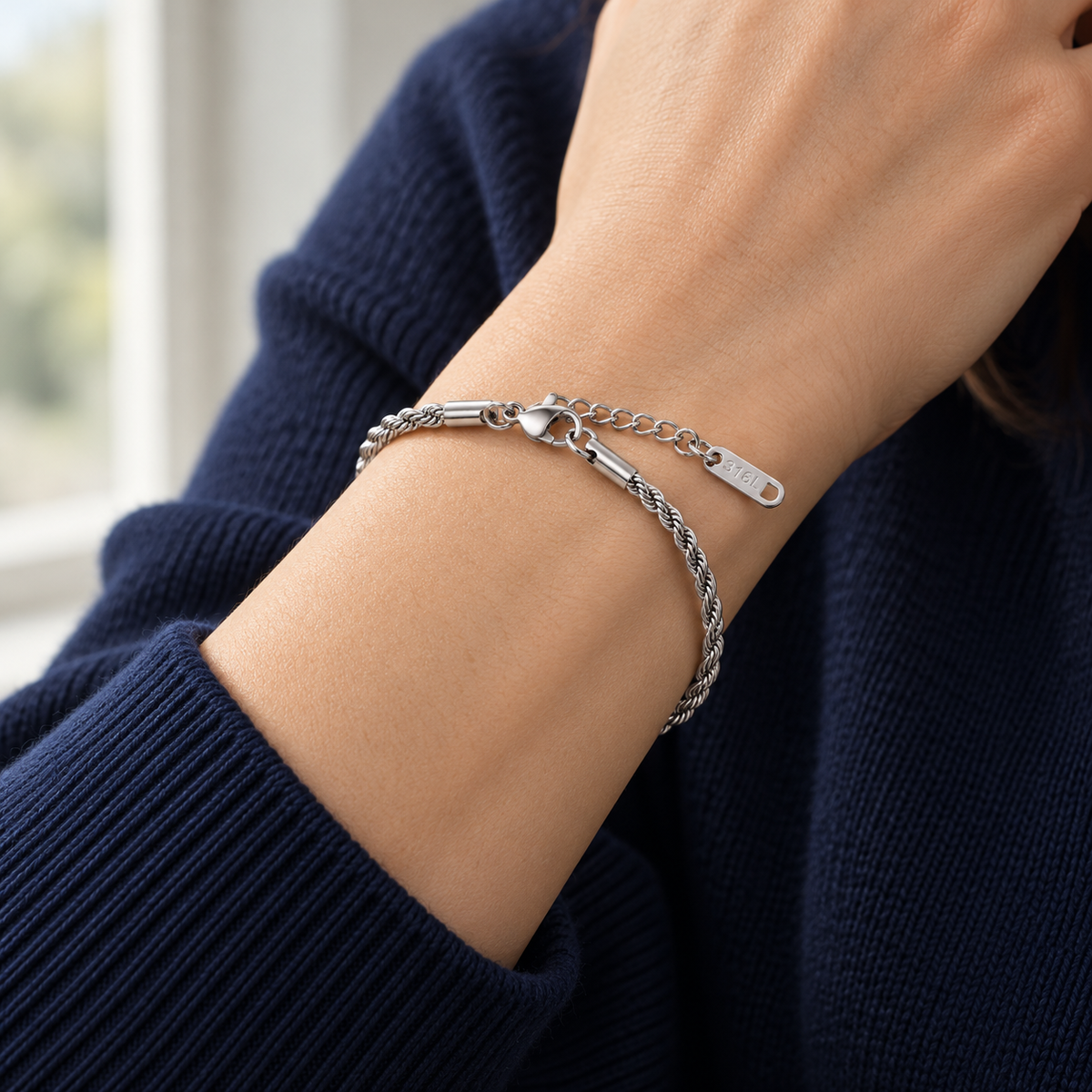 Bracelet Torsade — Argenté — mise en scène 18-0
