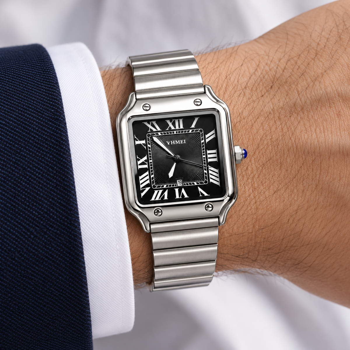 Montre Signature — Argenté & Noir — mise en scène 13-0