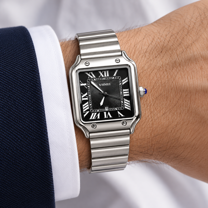Montre Signature — Argenté & Noir — mise en scène 13-0