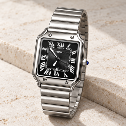 Montre Signature — Argenté & Noir — mise en scène 13-1