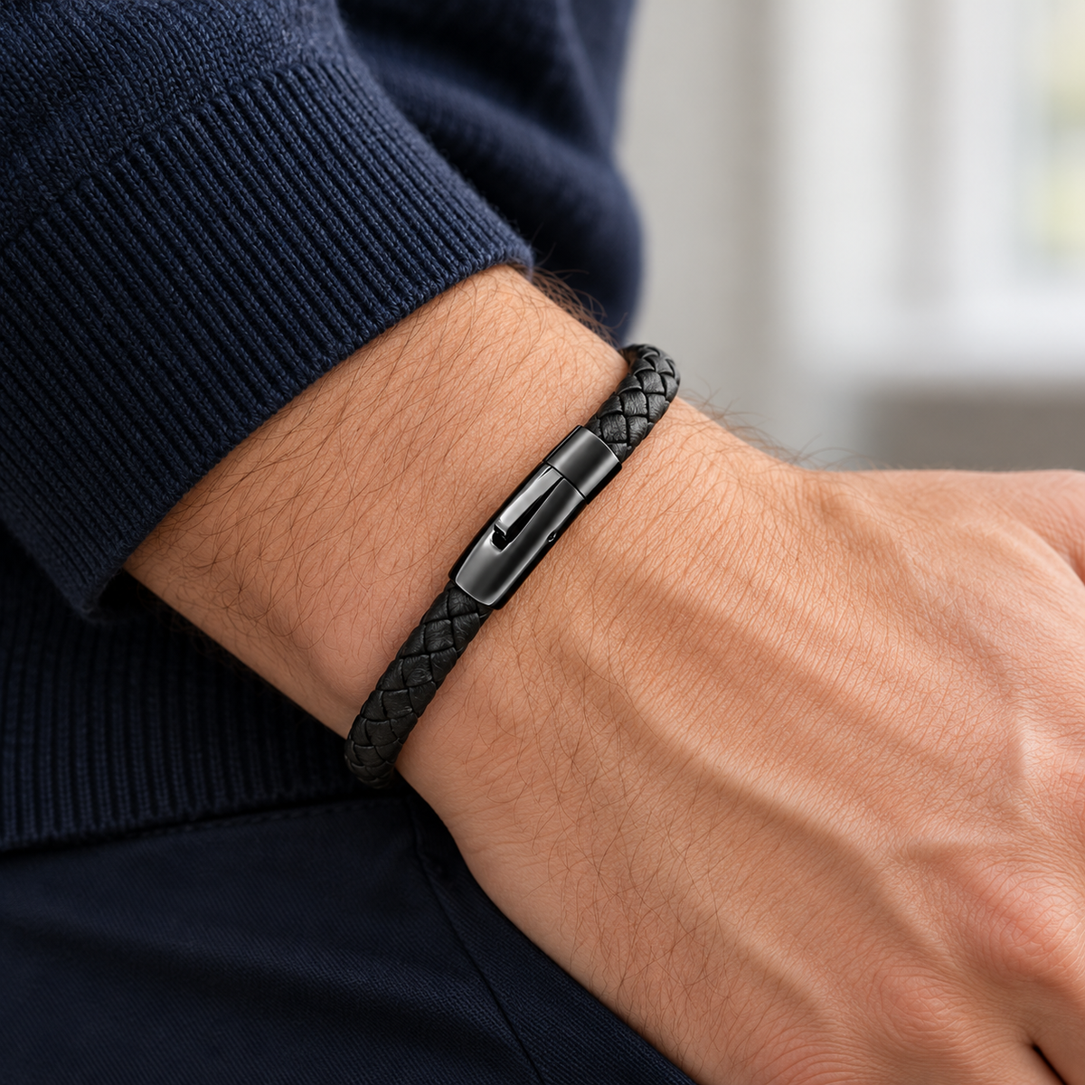 Bracelet Tressé — Noir — mise en scène 1