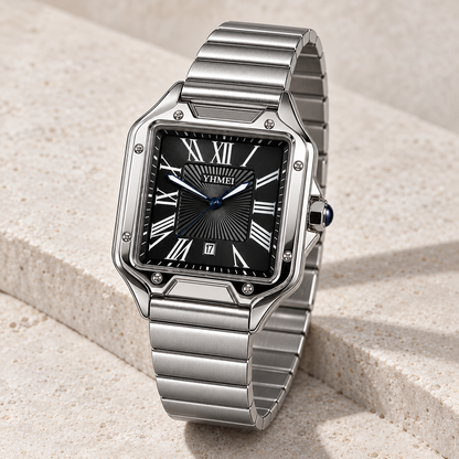 Montre Signature Grand Modèle — Argenté & Noir — mise en scène 15-1