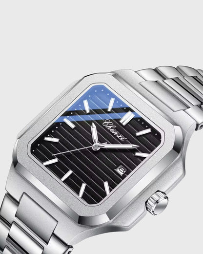 Montre Contour — Argenté & Noir — vue 2