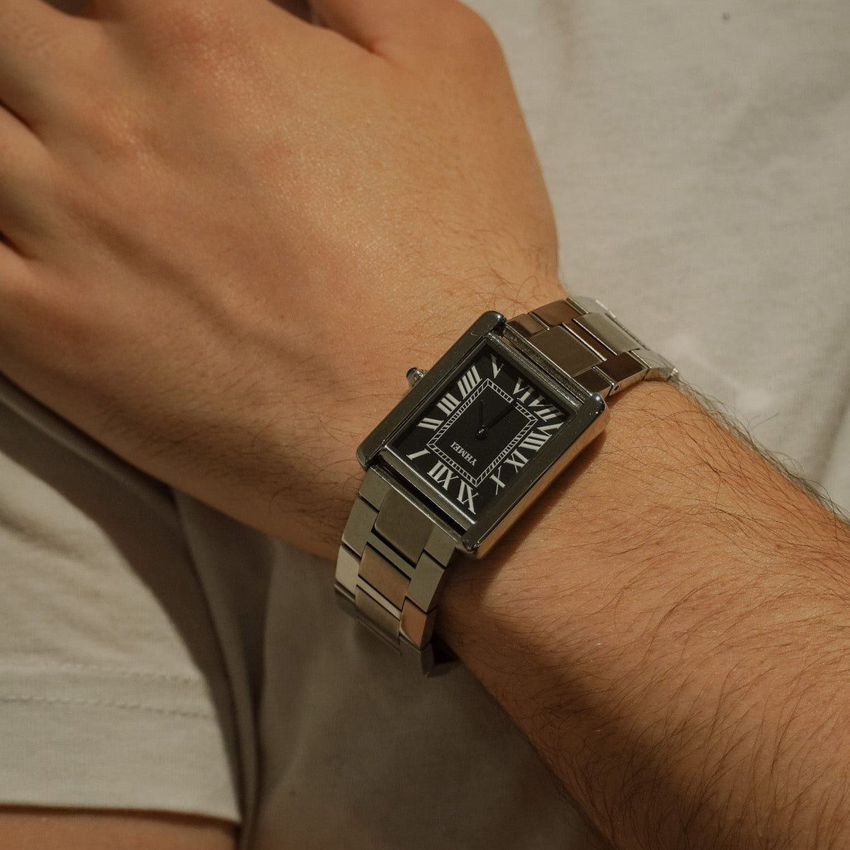 Montre Perspective — Argenté & Noir — vue 2