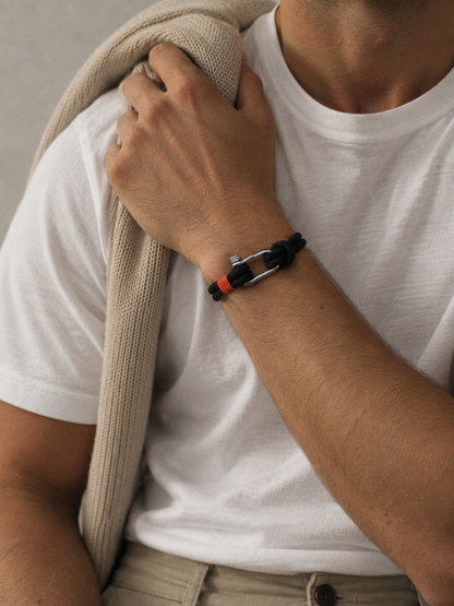 Bracelet Amarre — Argenté & Noir — vue 2